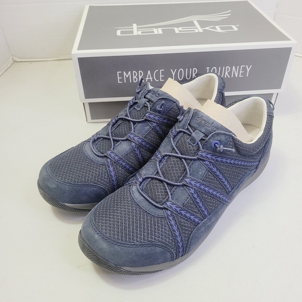 Dansko Women's Harlyn Sneaker Size 41 (US 10.5) Blue Suede Bungee Walking Shoes